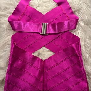 Satin ribbon halter dress